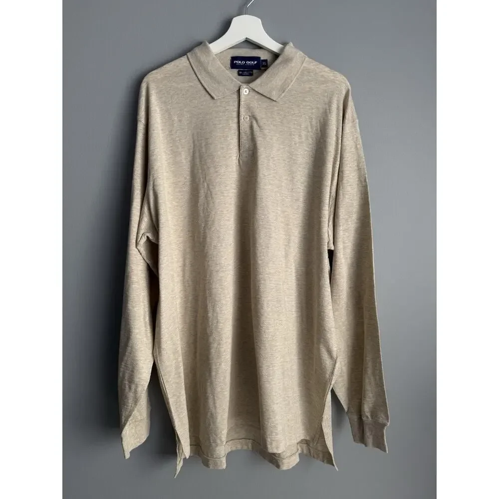 Polo Golf Ralph Lauren Long Sleeve Polo Shirt XL Beige Pima Cotton Classic Fit